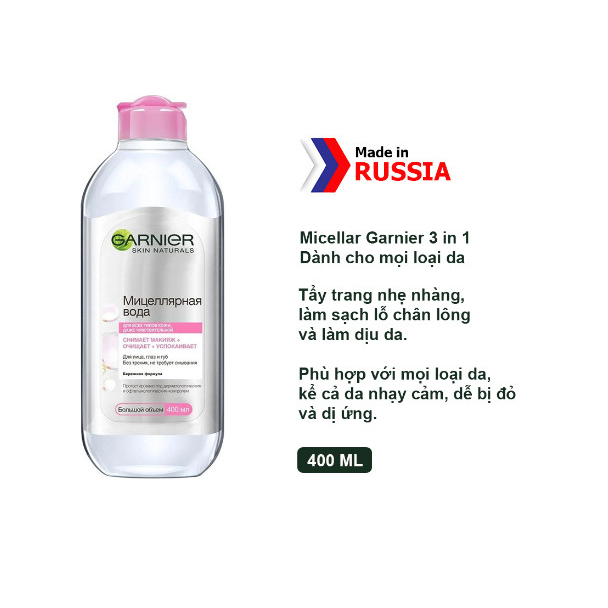 Nước Tẩy Trang Làm Sạch Sâu Dịu Nhẹ Cho Mọi Loại Da - Garnier Micellar Cleansing Water 400ml