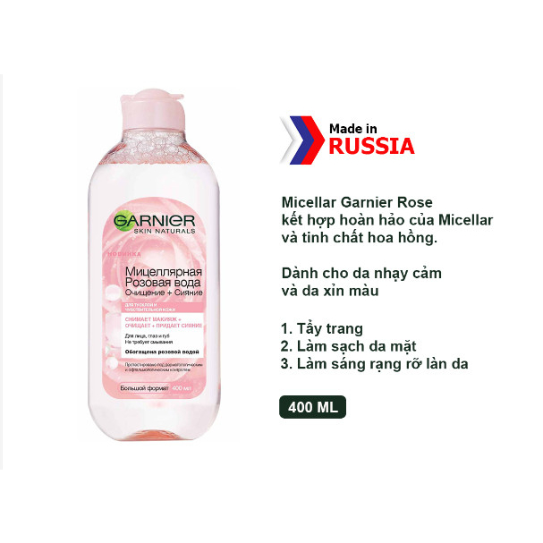 Nước Tẩy Trang Làm Sạch Sâu Dịu Nhẹ Cho Mọi Loại Da - Garnier Micellar Cleansing Water 400ml