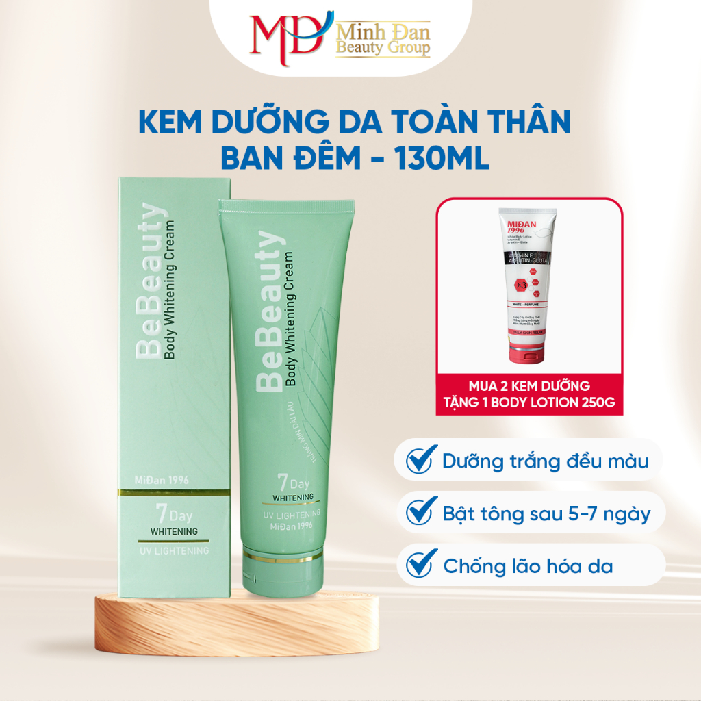 Kem dưỡng da toàn thân ban ngày Bebeauty Body Whitening Cream Day - 130ml - MinhĐanBeautyGroup [Mẫu mới, hiệu quả cao]