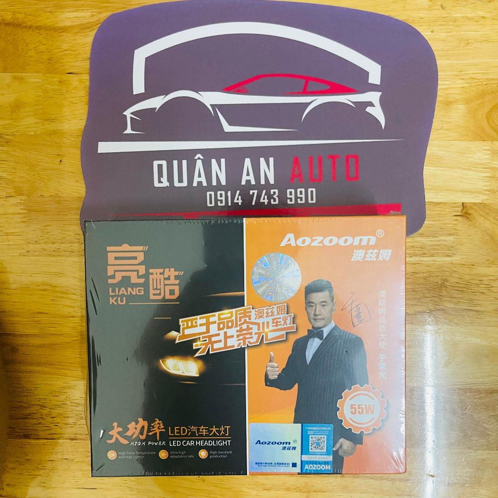Combo 02 bóng đèn LED AOZOOM siêu sáng, công suất cao 12V 55W chân H4, H7, H11, HB3/9005, HB4/9006