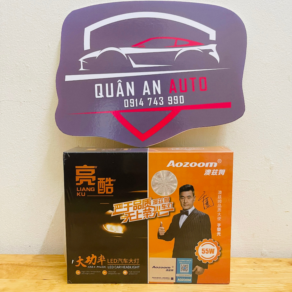 Combo 02 bóng đèn LED AOZOOM siêu sáng, công suất cao 12V 55W chân H4, H7, H11, HB3/9005, HB4/9006