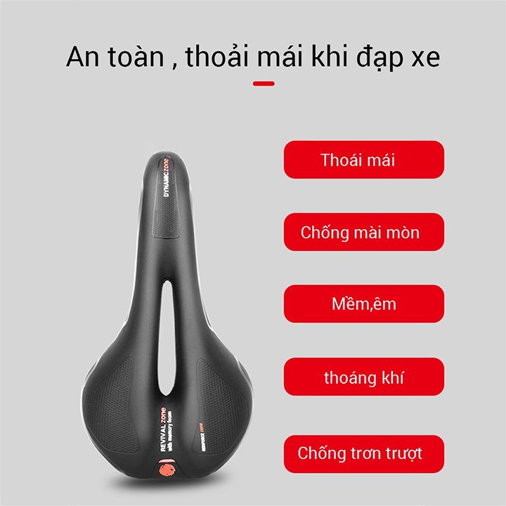 Yên xe đạp thể thao siêu êm có rãnh thoáng khí chống sóc DYNAMIC ZONE