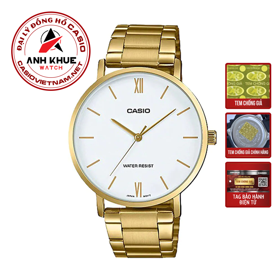 Đồng Hồ Casio Nữ LTP-VT01G-7BUDF Dây Kim Loại Mạ Vàng - Nền Mặt Màu Trắng