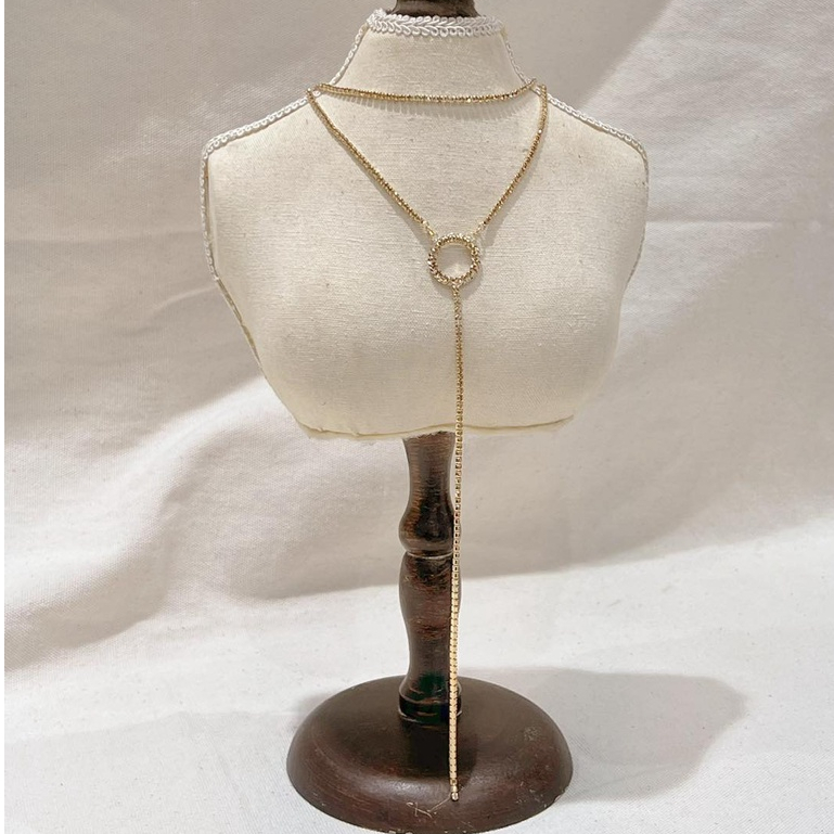 Vòng cổ đôi hình tròn đính đá Lovisa