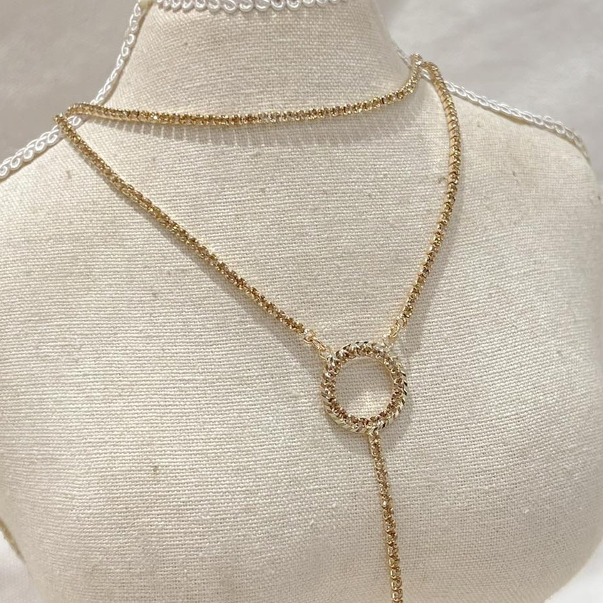 Vòng cổ đôi hình tròn đính đá Lovisa