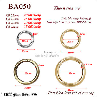 1 cặp Khoen Tròn mở làm túi xách BA050