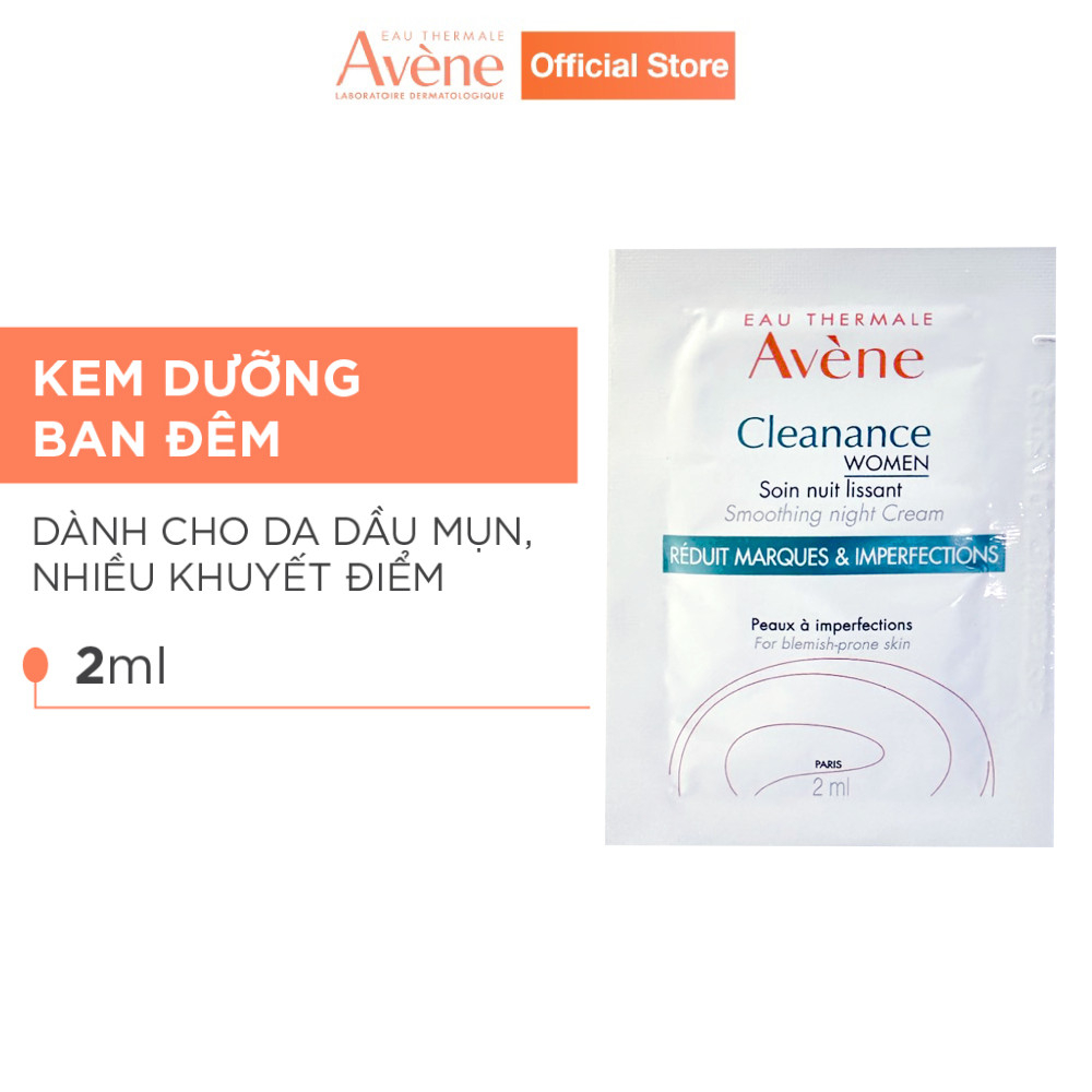 (HB Gift) Kem dưỡng ban đêm giúp điều tiết bóng nhờn, giảm thâm và sẹo mụn AVÈNE CLEANANCE WOMEN SMOOTHING 2ml