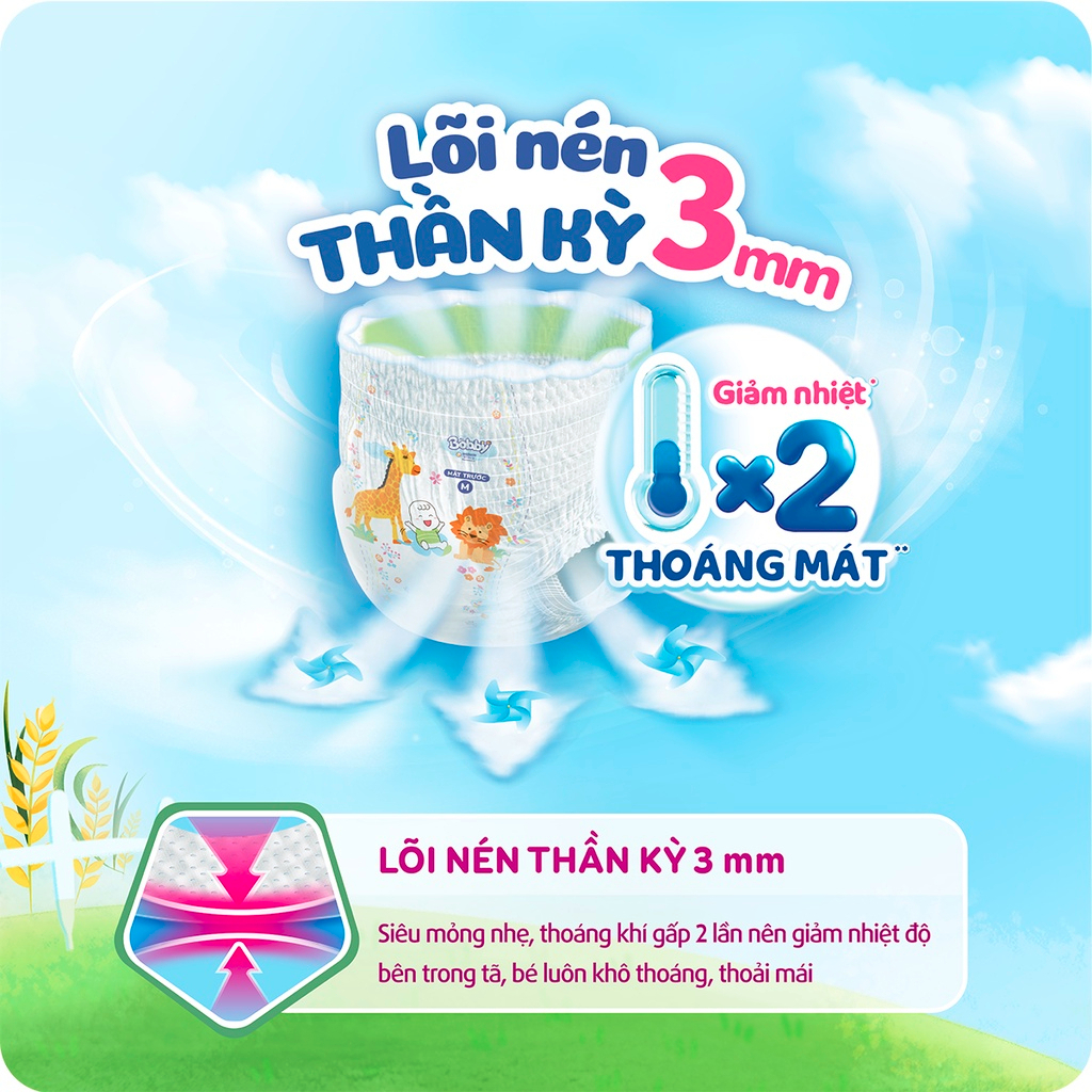 Tã quần Bobby Siêu mỏng – Khô thoáng size S dành cho bé từ 4-8kg