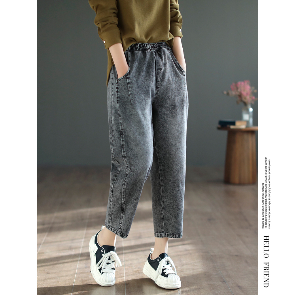 Quần bò bigsize dáng lửng cạp chun thời trang(B212)