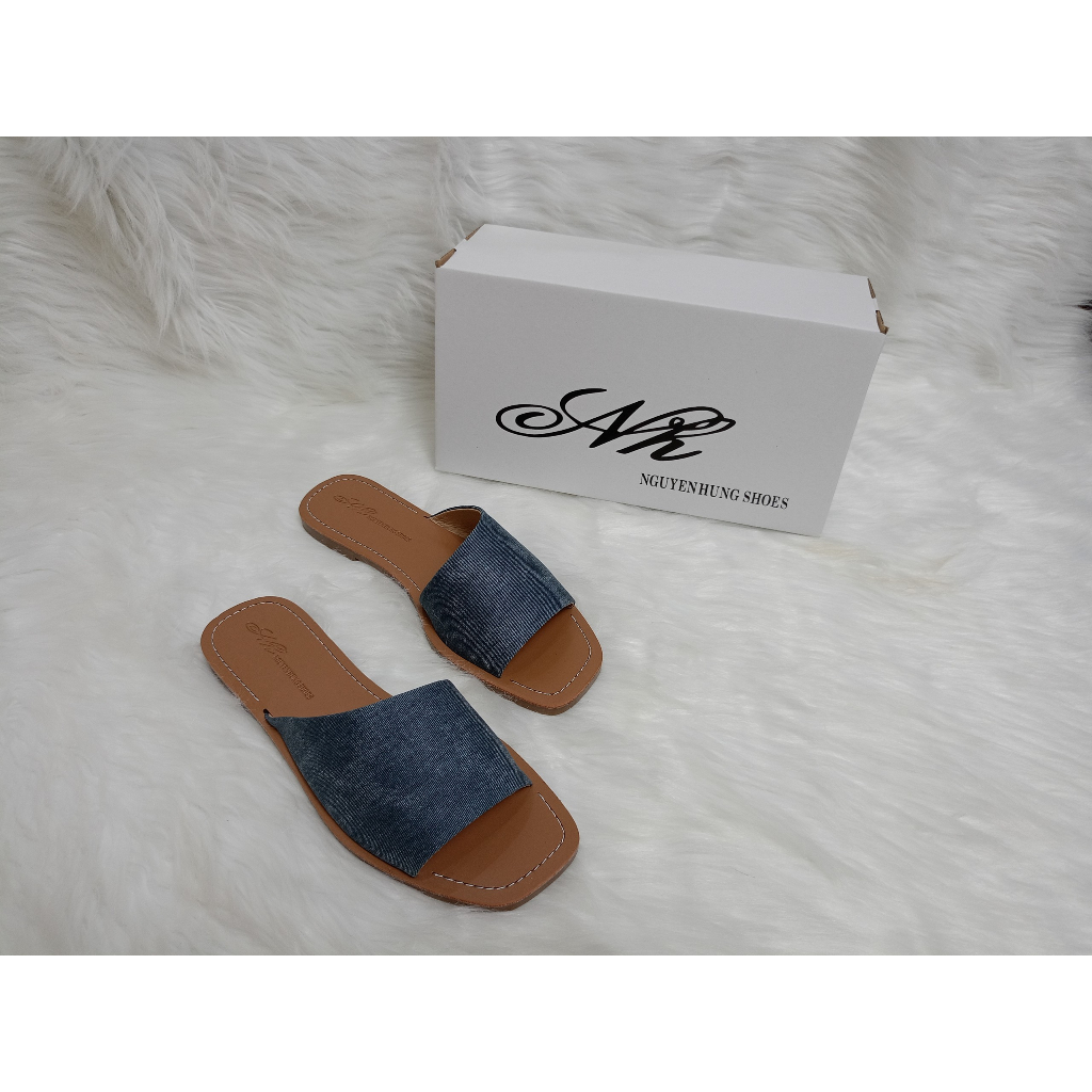 Dép Quai Ngang Vạt Xéo chất jeans hot trend/ dép dạo phố/ dép lê/ nguyên hưng shoes