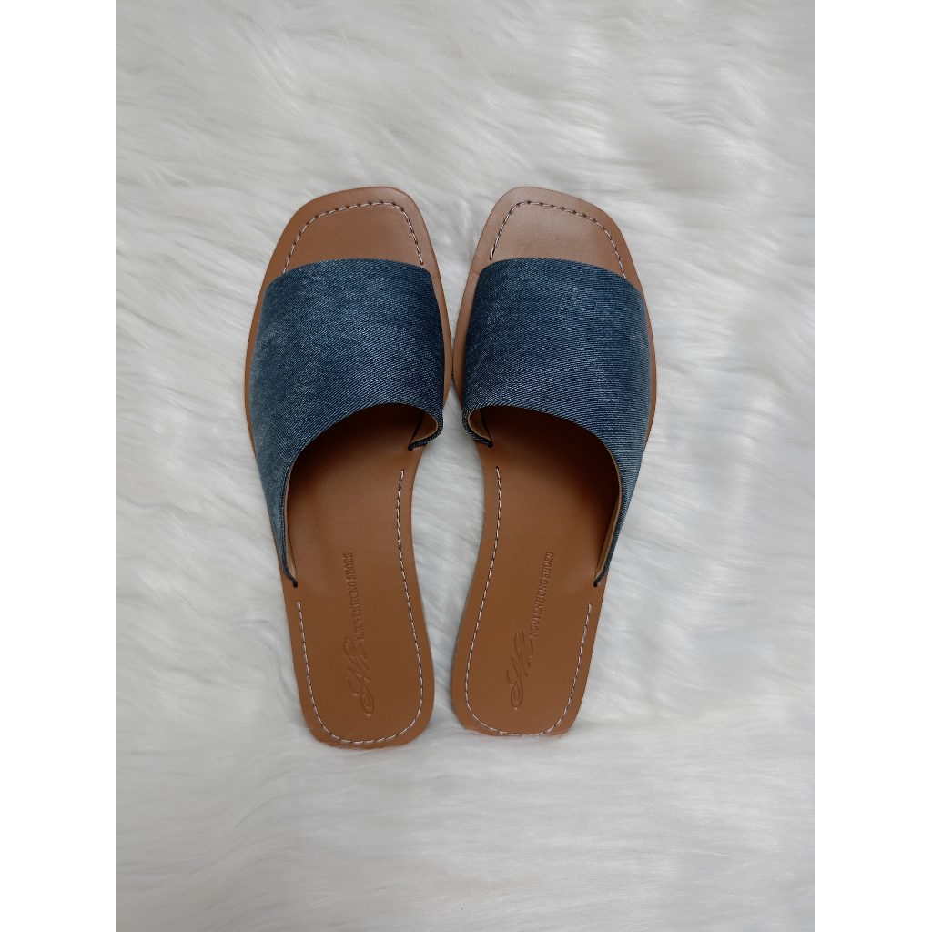 Dép Quai Ngang Vạt Xéo chất jeans hot trend/ dép dạo phố/ dép lê/ nguyên hưng shoes