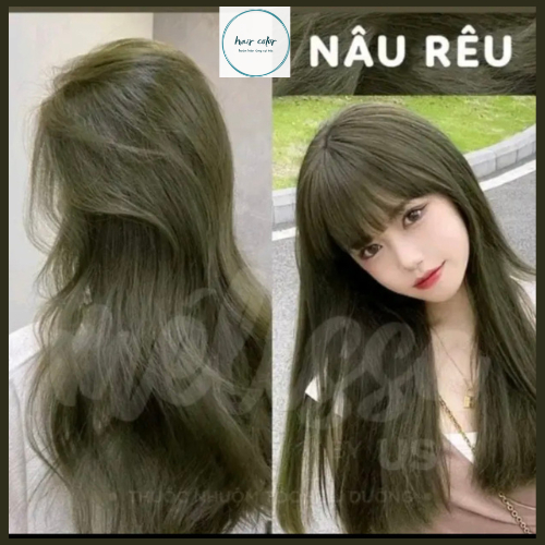 Thuốc Nhuộm tại nhà  Tóc Nâu Rêu Không Tẩy tặng kèm oxy và găng tay