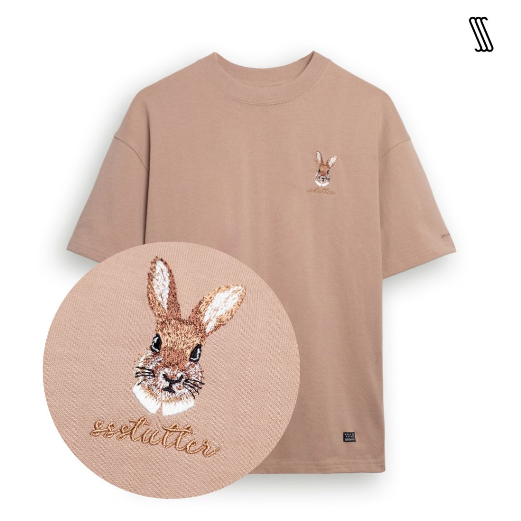 Áo phông nam nữ SSSTUTTER dáng loose cotton 2 chiều co giãn thoáng mát hình thêu RABBIT LOGO TEE