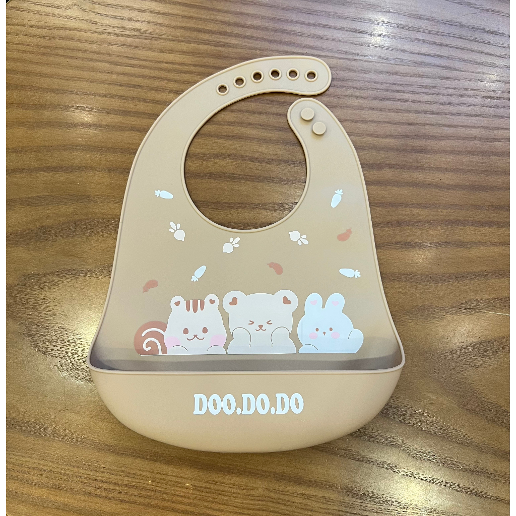 Yếm ăn dặm silicone cho bé DOO.DO.DO hoạ tiết hình thú đáng yêu tặng kèm hộp đựng yếm