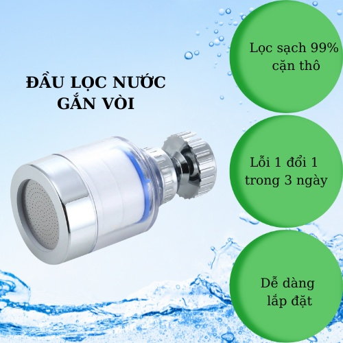 Vòi Xoay 360 Độ Kèm Đầu Lọc Nước Khử Clo và Tạp Chất Cặn Bẩn