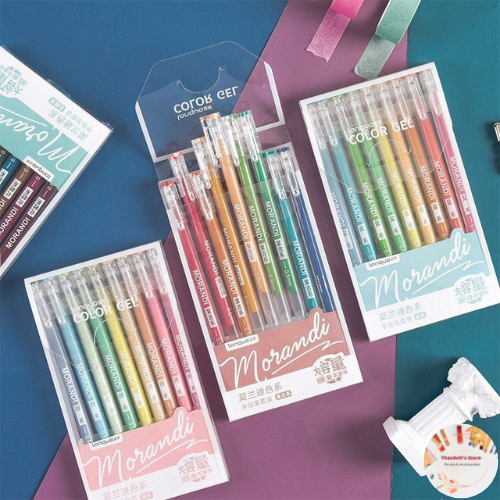 Set 9 bút gel mực Morandi nhiều màu - màu sắc tươi xinh - THAOANH'S STORE