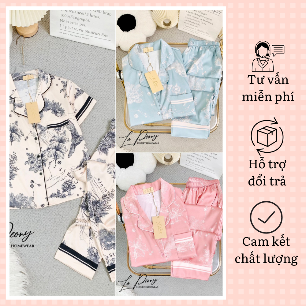 [5 Mẫu] Bộ Pijama Ngắn Tay Chất Lụa Mịn Luxury