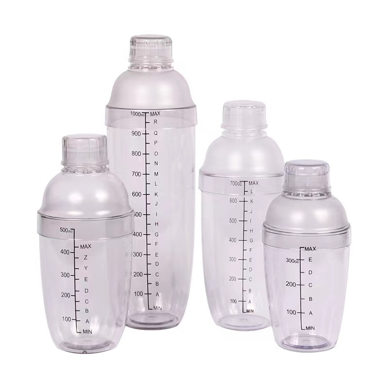 Bình Lắc Shaker nhựa cao cấp chia vạch 300 - 500 - 700- 1000 ml Loại Tốt - Dùng trong pha chế