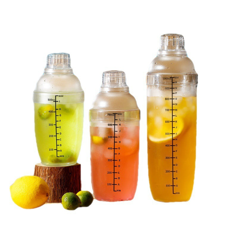 Bình Lắc Shaker nhựa cao cấp chia vạch 300 - 500 - 700- 1000 ml Loại Tốt - Dùng trong pha chế
