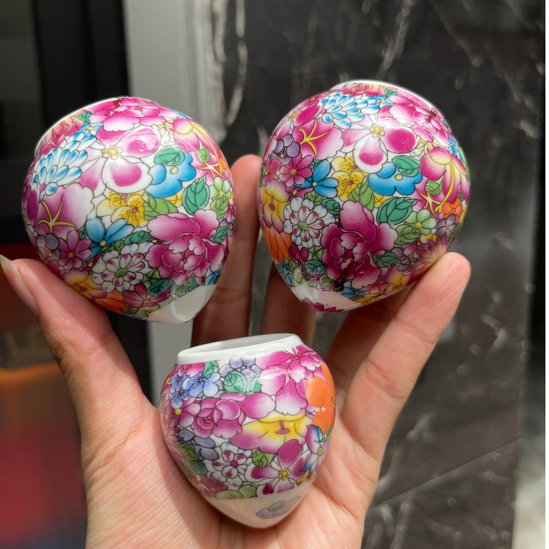 Cóng sứ chim Họa mi , Khướu  hàng Bát Tràng mẫu Bách hoa màu tặng gắn sẵn tai