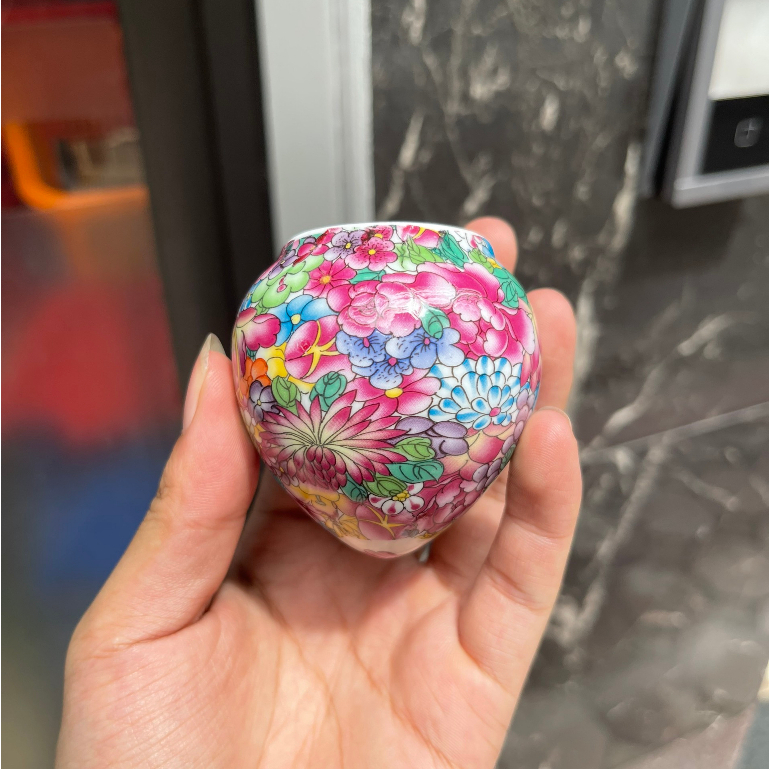 Cóng sứ chim Họa mi , Khướu  hàng Bát Tràng mẫu Bách hoa màu tặng gắn sẵn tai