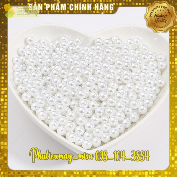 Set 50 -150 Hạt nhựa không lỗ ngọc trai 6mm 8mm 10mm 12mm xỏ vòng, trang trí handmade