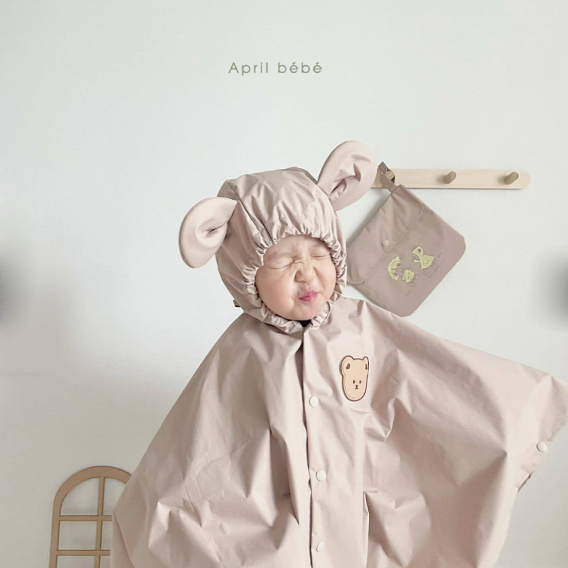 Áo mưa in hình gấu Poncho phủ Venyl cao cấp cho bé, áo mưa trẻ em chống thấm nước phong cách Hàn Quốc dễ thươ