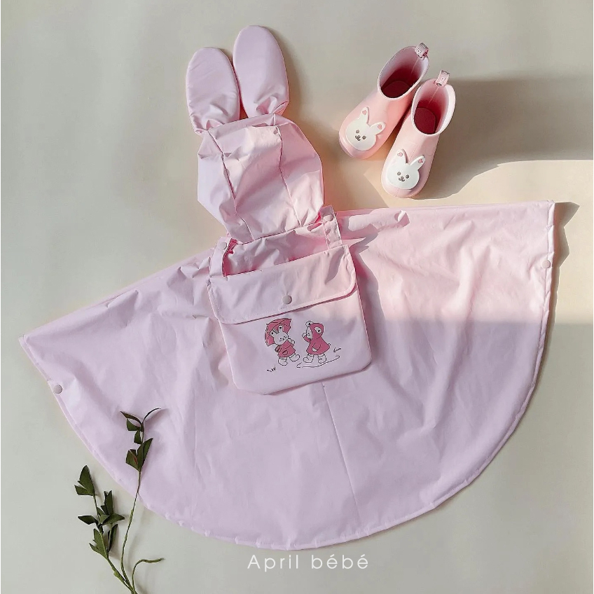 Áo mưa in hình gấu Poncho phủ Venyl cao cấp cho bé, áo mưa trẻ em chống thấm nước phong cách Hàn Quốc dễ thươ