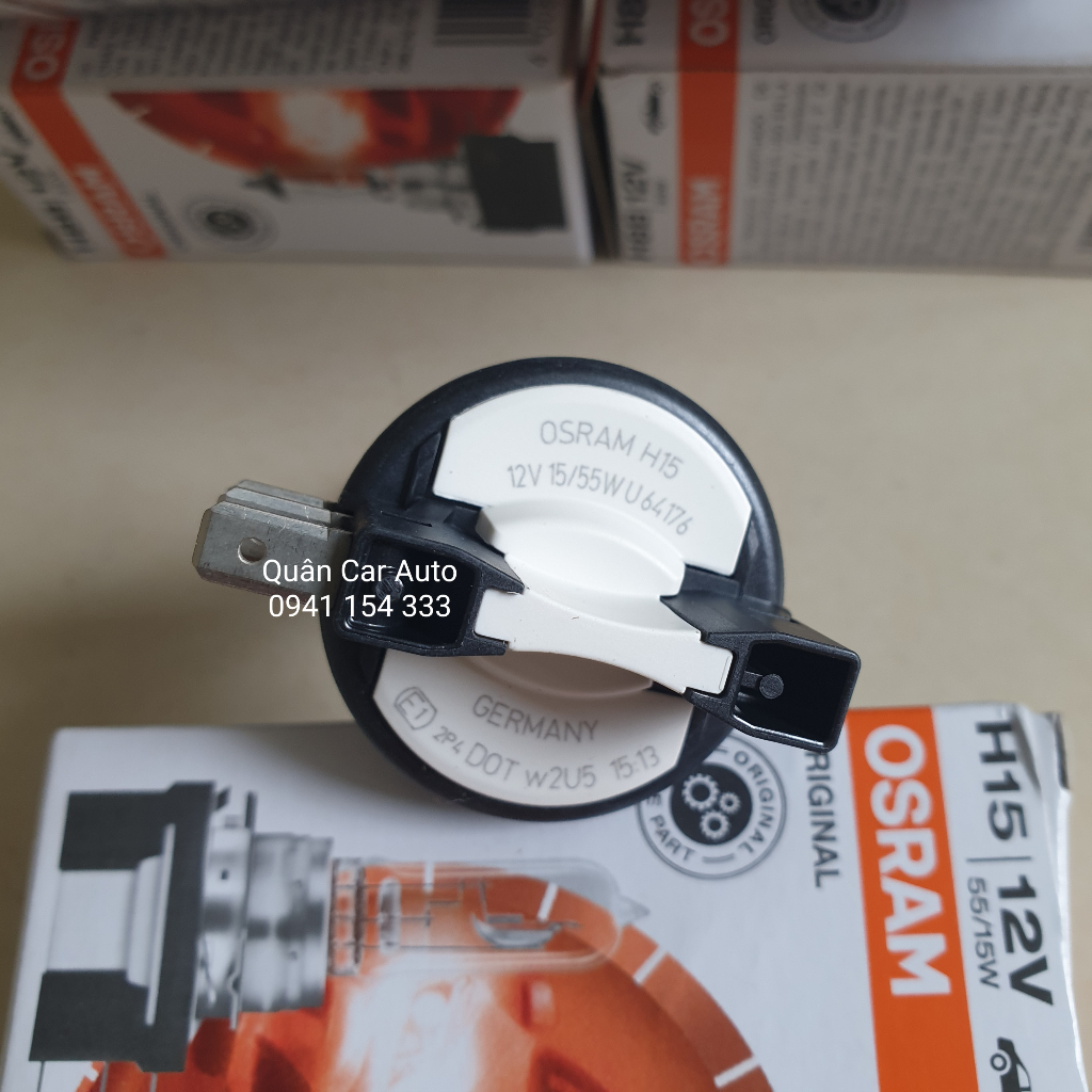 BÓNG ĐÈN Ô TÔ OSRAM H15 12V 55/15W 3200K 64176 xuất xứ Đức