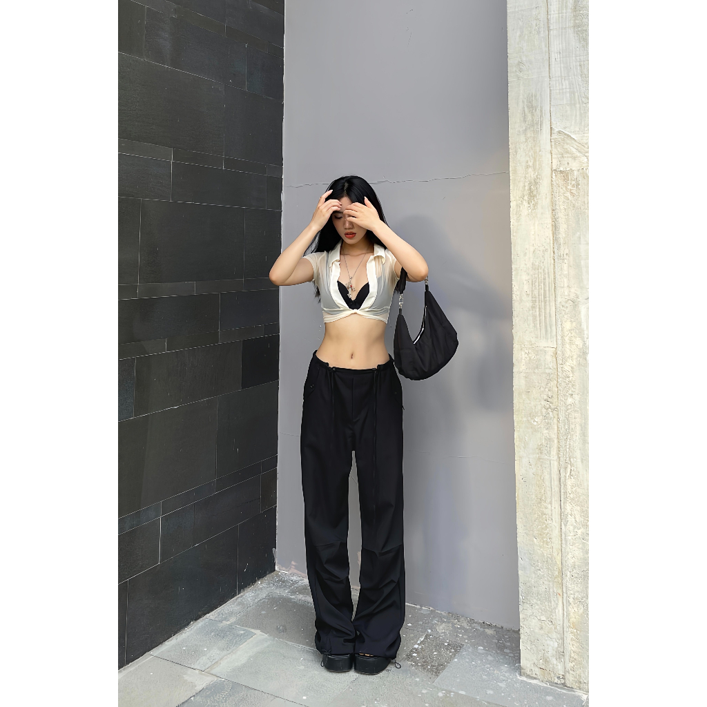 Quần Jogger Trơn Nhún chất liệu mềm mịn lưng dây rút mặc thoải mái brand Calem.Club