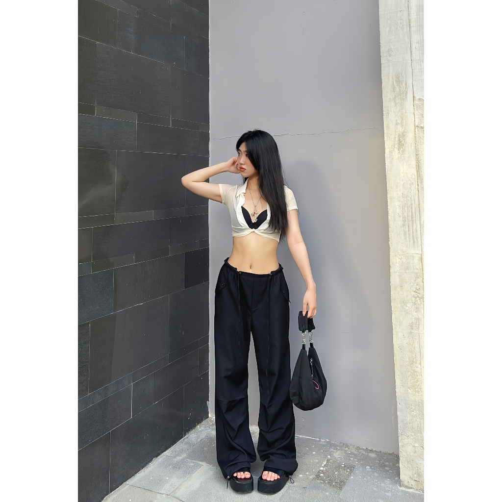 Quần Jogger Trơn Nhún chất liệu mềm mịn lưng dây rút mặc thoải mái brand Calem.Club