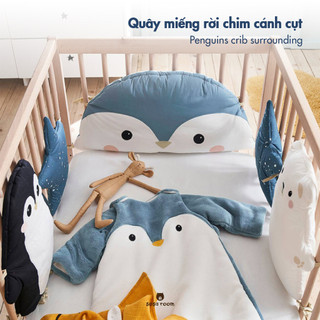 Bộ quây cũi chống va đập cho bé, quây miếng rời, hình chim cánh cụt dễ thương