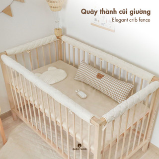 Miếng quây thành cũi chống va đập cho bé, vải sợi gạc trần bông hữu cơ