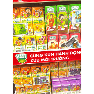 [Vỉ 4 hộp] Sữa tươi Kun cacao lúa mạch, trái cây nhiệt đới, ĐỦ VỊ 110ml. Mua để sưu tầm thẻ đổi quà.