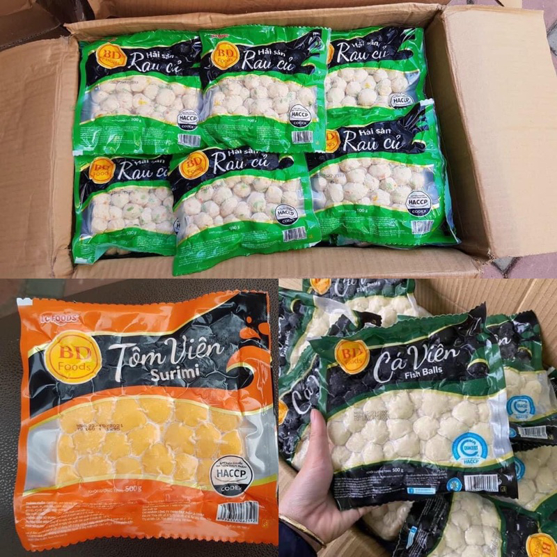 Cá viên, tôm viên, bò viên, voeen rau củ