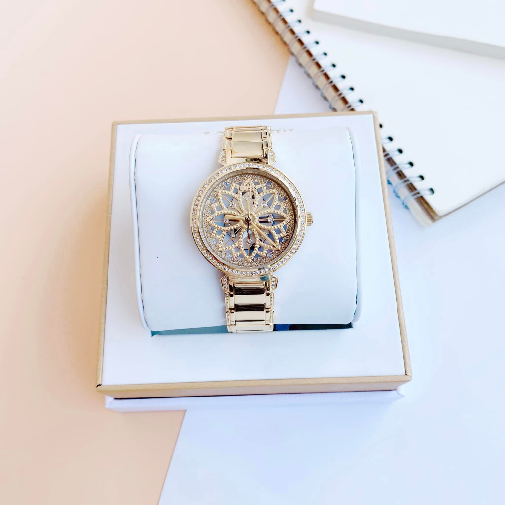 Đồng Hồ Nữ Guess Gold-Tone Floral Cut-Through Analog GW0528L2