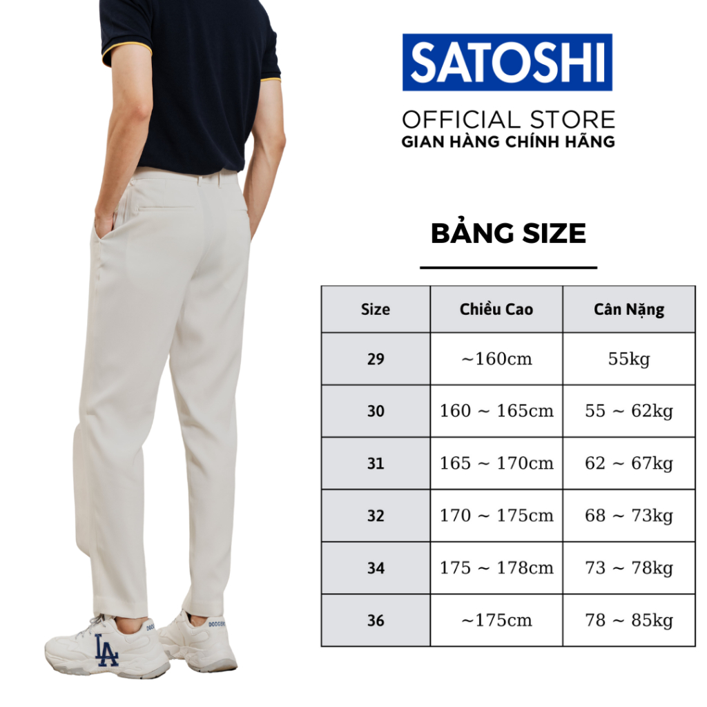 Quần tây nam Satoshi cao cấp SAQT22 lưng thun thiết kế dáng suông slimfit co giãn nhẹ