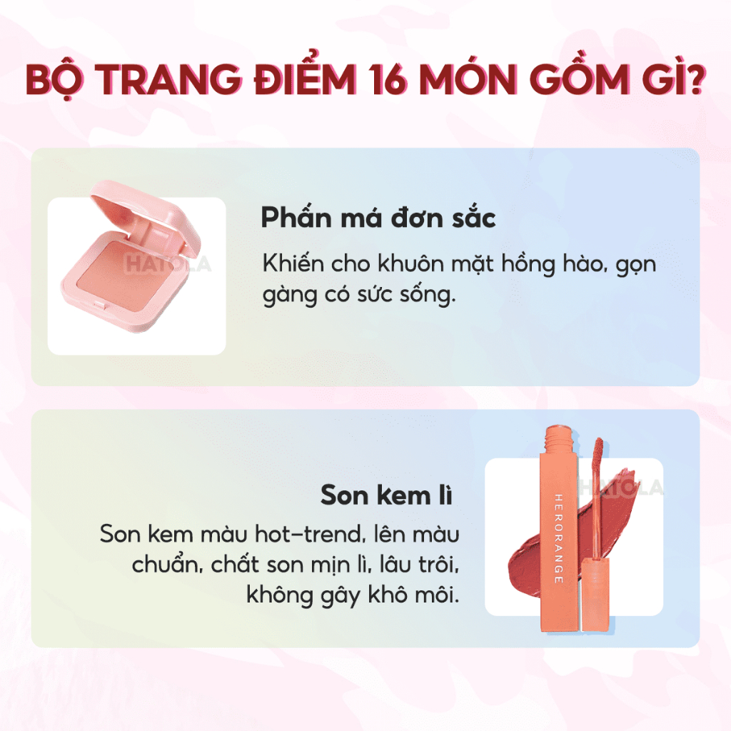 Bộ trang điểm đầy đủ 16 món cơ bản từ a-z set trang điểm cá nhân bộ makeup nhẹ nhàng đi chơi mùa hè cho nàng