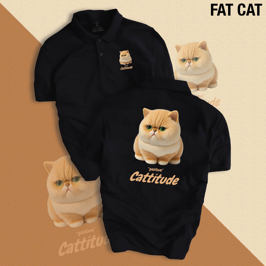 Áo thun POLO Unisex FAT CAT chất liệu CVC cá sấu cao cấp, dễ thương, năng động