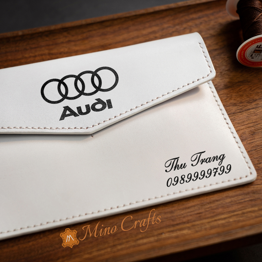 Bao Da Đăng Kiểm Xe - Ví đựng giấy tờ xe ô tô - Khắc Logo AUDI
