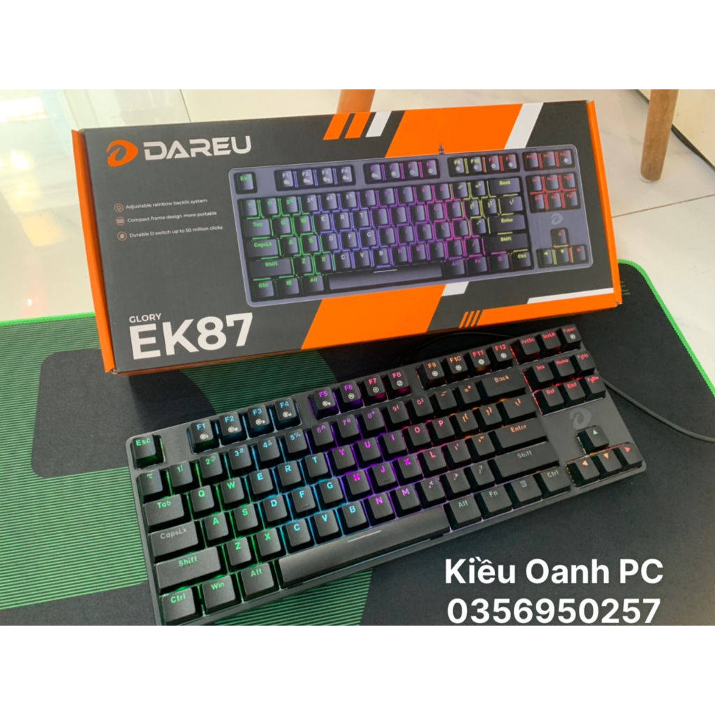 Bàn phím cơ Dareu EK87 Black Đen / Hồng Pink