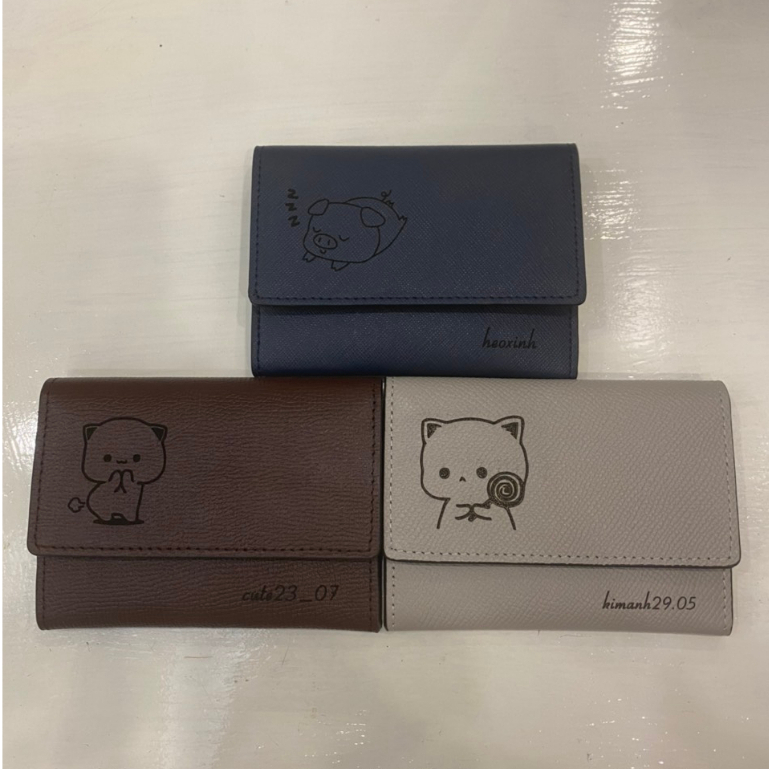 Ví Nữ Mini Saffiano Khắc Tên Theo Yêu Cầu Ví Ngắn Nữ Kháng Nước Tặng Hộp Túi Thiệp Quà