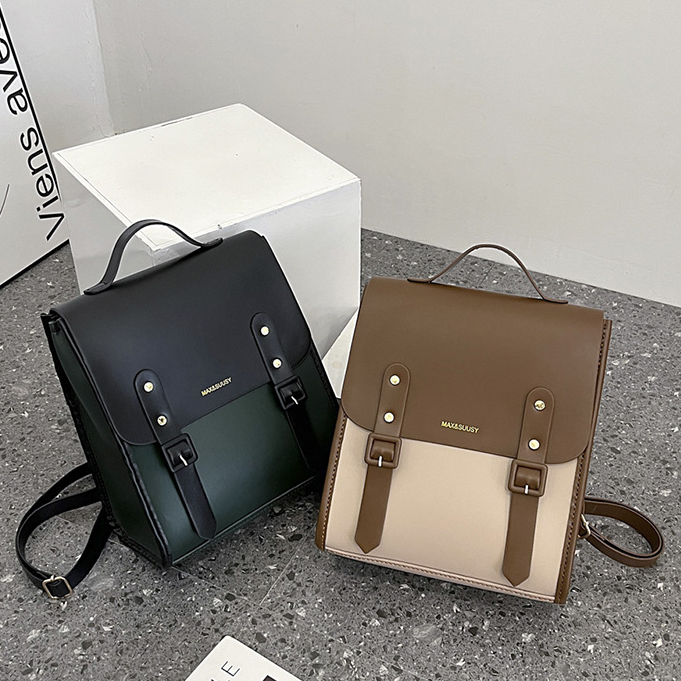 Balo nam nữ S&B HANDMADE tự đan da pu phối màu phong cách thời trang Hàn Quốc dành cho cặp đôi