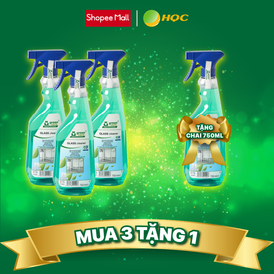 Combo mua 3 tặng 1 nước lau kính tự hủy sinh học GLASS Cleaner 750ml, nhập khẩu Áo làm sạch bụi bẩn nhanh khô