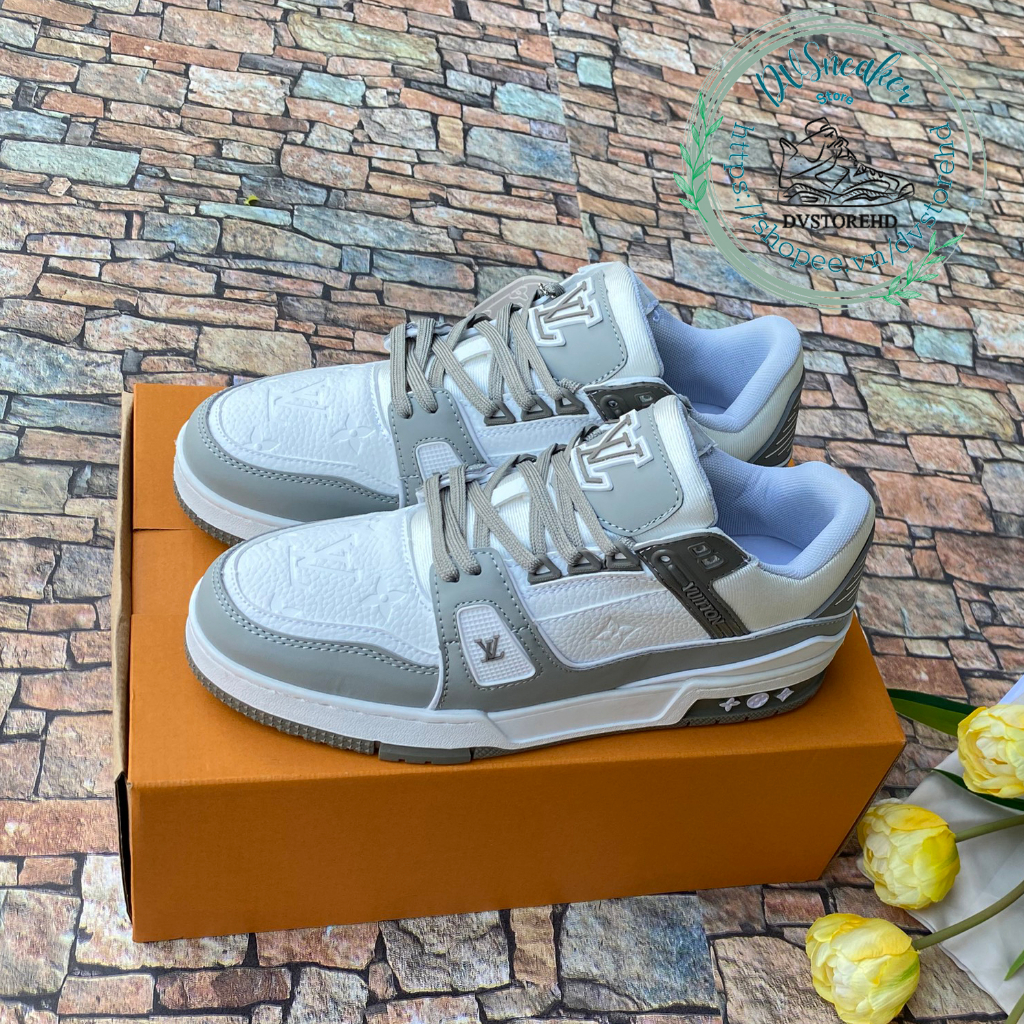 Giày sneaker LV xám trắng, giày louis vuitton green full billbox[Cao Cấp]