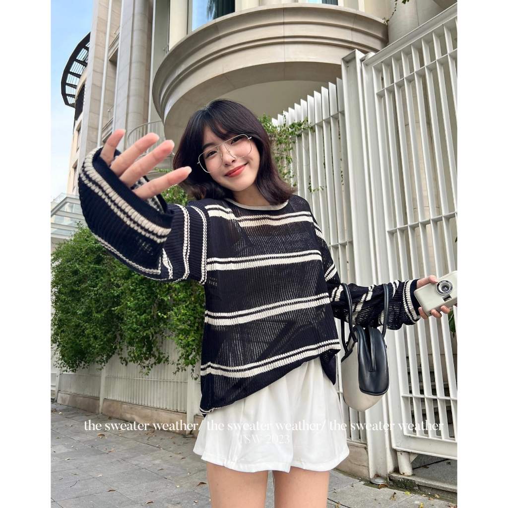 Áo kẻ len mỏng thông hơi kẻ ngang - Retrostyle - Aolenmong0060_P8K7