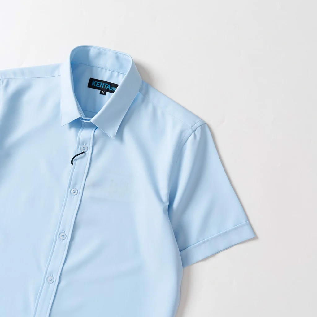 Sơ Mi Nam Tay Ngắn Xanh vải lụa KENTA SMN0081