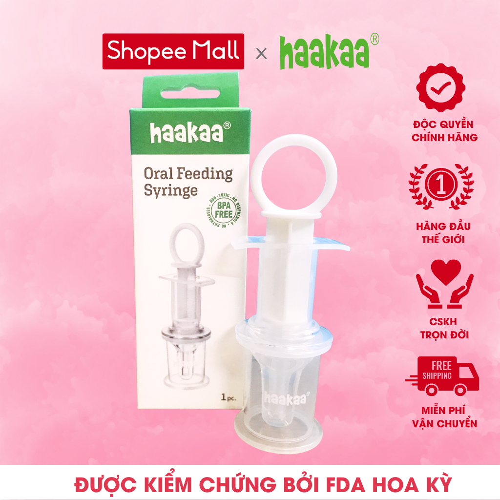 Dụng cụ uống thuốc ăn sữa cho bé Haakaa. 100% silicone cấp y tế