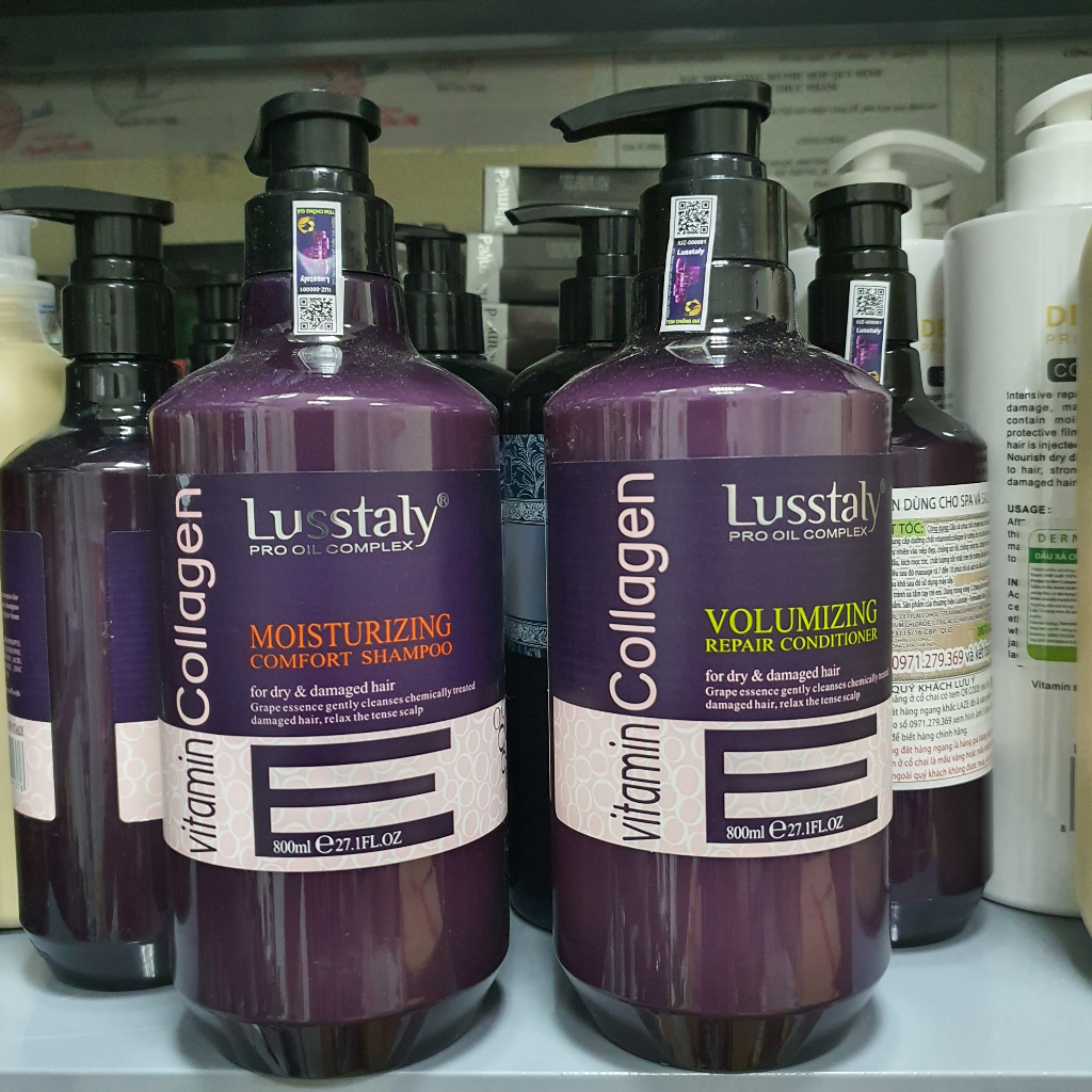 Dầu Gội Dầu Xả Lusstaly vitamin E 500ml - 800ml dưỡng ẩm mềm mượt phục hồi tóc chống rụng tăng phồng | DAUGOI_OVYCHEE