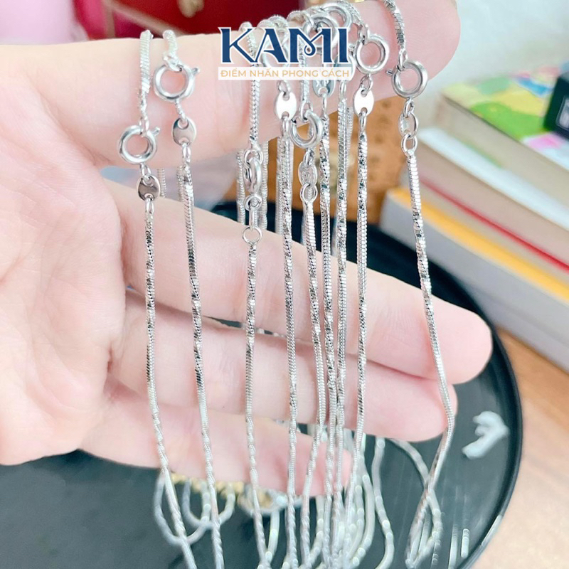 Dây chuyền mì xoắn khúc xi bạch kim cao cấp không đen không gỉ KAMI